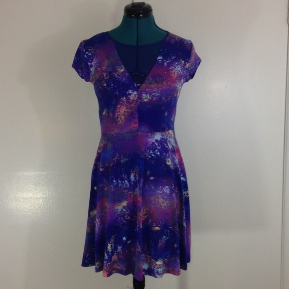 Multi color print urban outfitters cut out dress