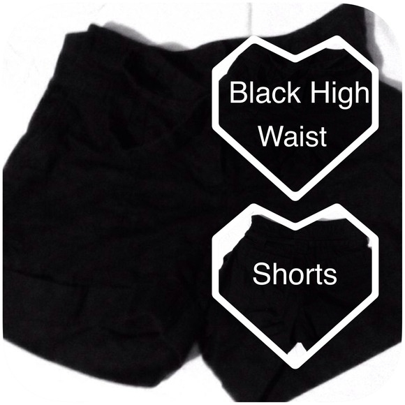 Black tie front high waist shorts