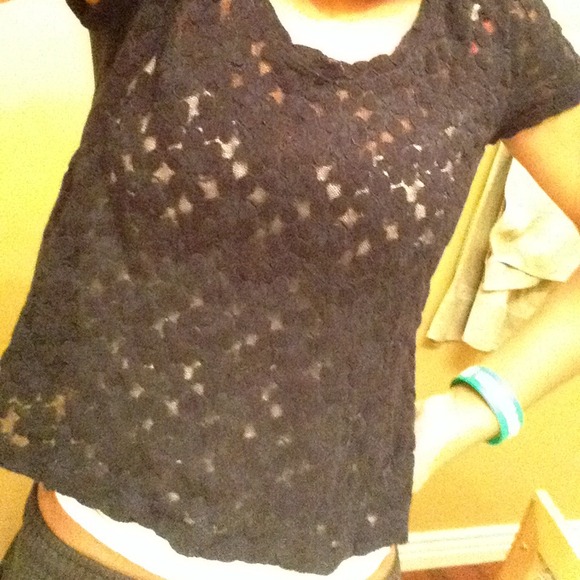 Navy blue hollister flower see through top - Picture 2 of 3