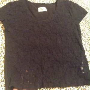 Navy blue hollister flower see through top