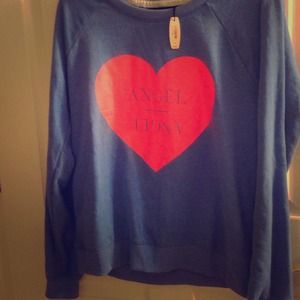 NWT Victoria's Secret coral and blue sweatshirt
