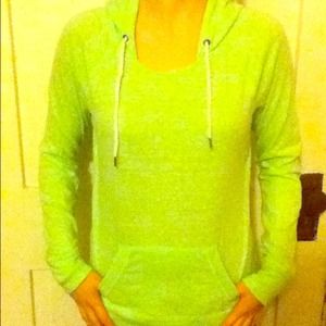 Long sleeve neon green hoodie.