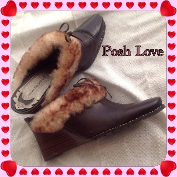 Matisse Furry Brown Wedge