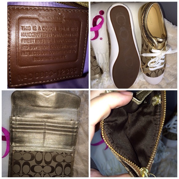 Coach Sig Jacquard Khaki/Gold/Leather Set. - Picture 4 of 4