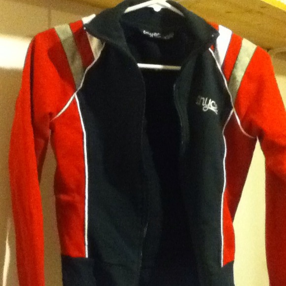 small ENYCE red white black sweater
