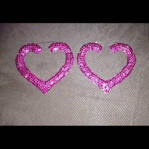Valentines Day Earrings Pink Bamboo