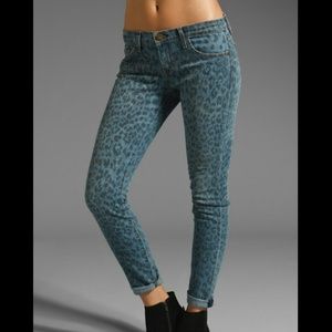 CurrentElliott The Rolled Skinny in Indigo Leopard