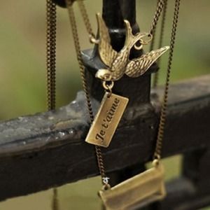 NWOT Bird & Envelope Necklace