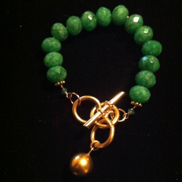 ❌Julie48❌Emerald quartz & gold adjustable bracelet