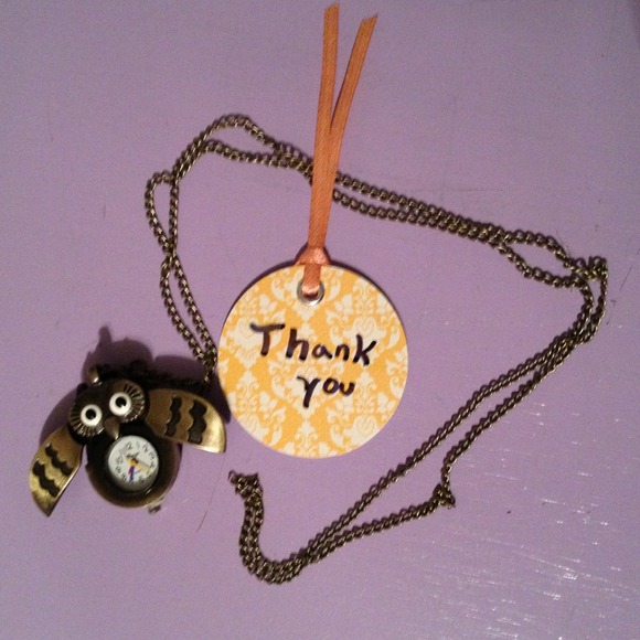 Clock owl necklace
