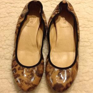 J.Crew patent leather animal print ballets shoes 8