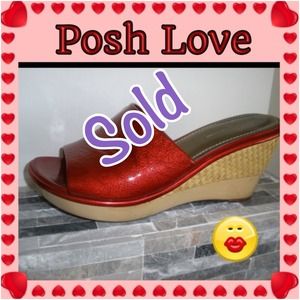 Red Patton Leather Wedge Slides