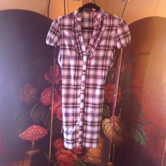 BLACK & WHITE PLAID SHIRTDRESS