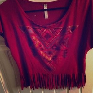 Aztec print burgundy crop top