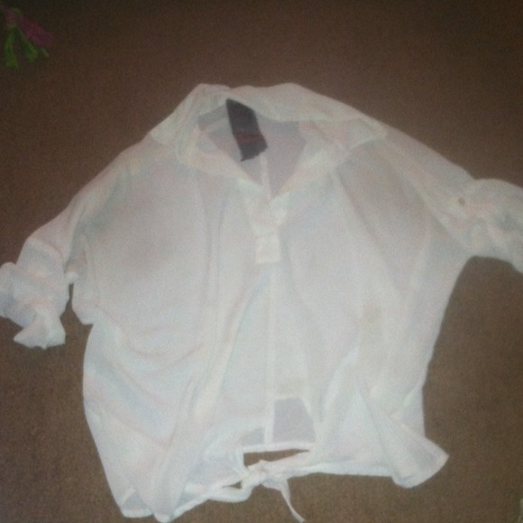 White see through flowy shirt - Picture 1 of 2