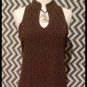 Chocolate brown patterned key hole top