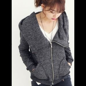 Asymmetric zip hoodie top/jacket