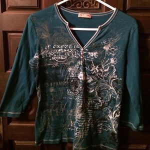 3/4 Long Sleeve Teal Shirt