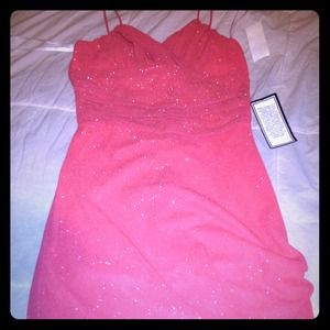 Coral sparkly dress; New with tags