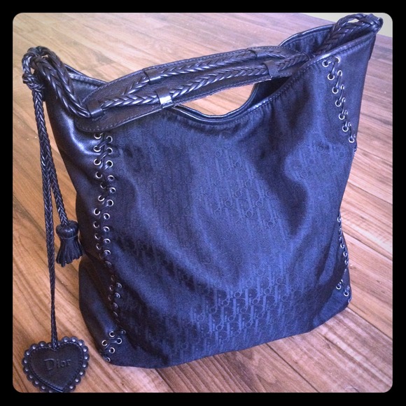 Dior Handbags - Dior Black leather grommet tote nylon bag purse Dior Handbags - Dior Black leather grommet tote nylon bag purse