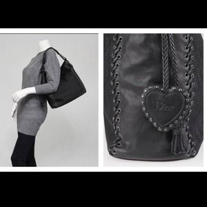Dior Bags - Dior Black leather grommet tote nylon bag purse Dior Bags - Dior Black leather grommet tote nylon bag purse