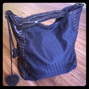 Dior Bags - Dior Black leather grommet tote nylon bag purse Dior Bags - Dior Black leather grommet tote nylon bag purse