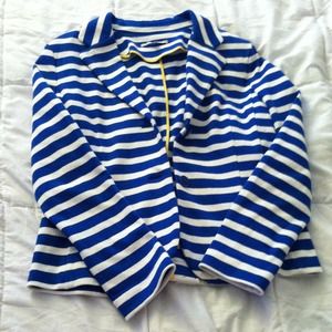 Blue and white striped blazer