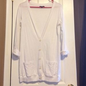 American Eagle long white cardigan- small