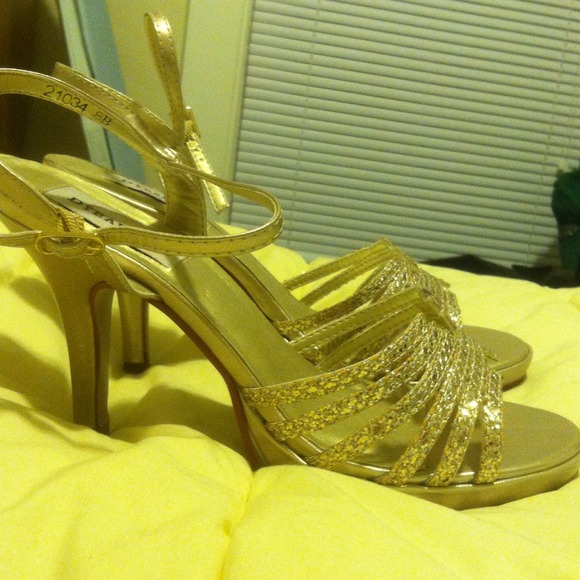 Gold strappy heels
