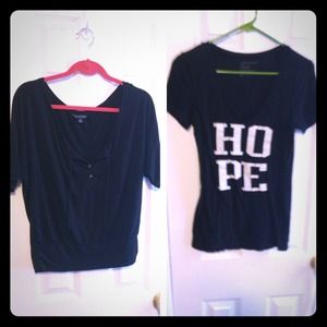2 American Eagle black tops- small