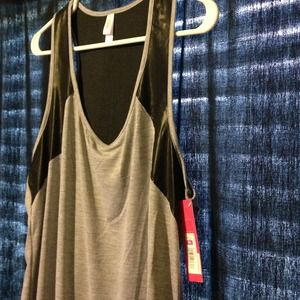 NWT Grey with black pleather tunic