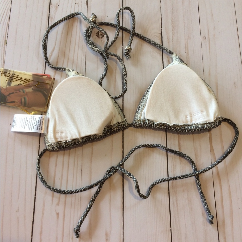 2CHILLIES Snakeskin Jeweled Sliding Tri Bikini Top - Picture 6 of 9