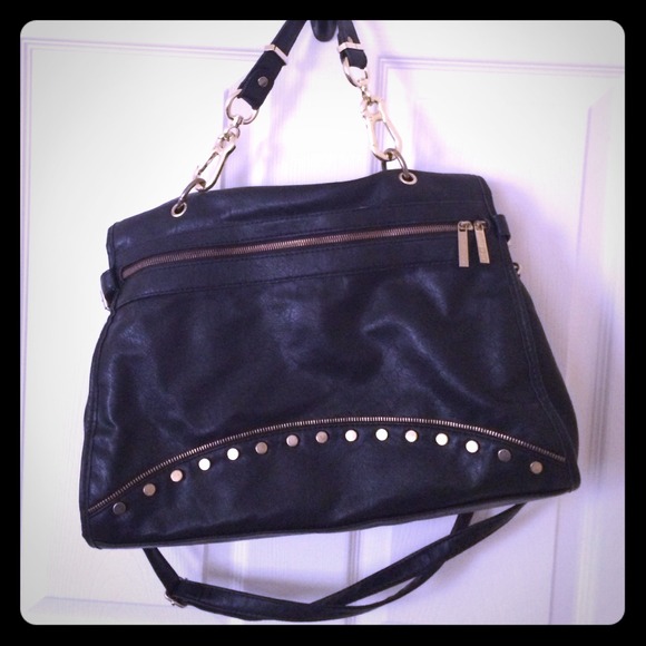 Last call! Black lg studded handbag- barely used