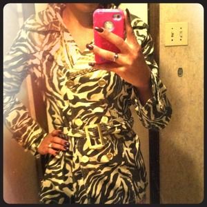 Gold & black zebra trench coat
