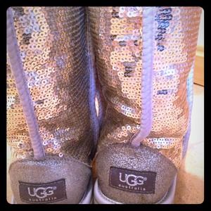 Silver sequin short UGG boots