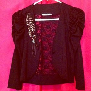 Black floral/solid blazer