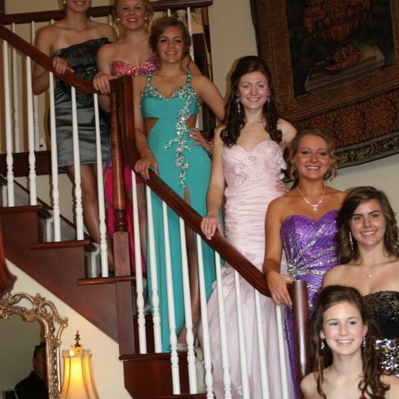 Blue/green prom dress. Great condition! - Picture 2 of 3