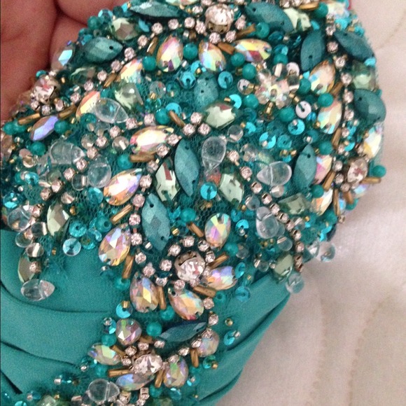 Blue/green prom dress. Great condition! - Picture 3 of 3