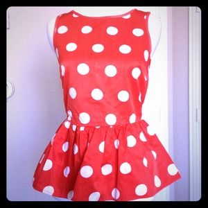 Polka dot peplum top