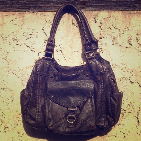 Brown faux leather Converse purse.