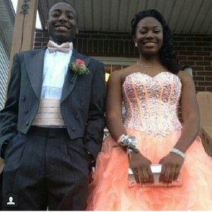 A peach evening gown