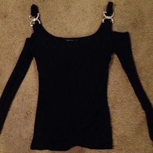 Open shoulder black top