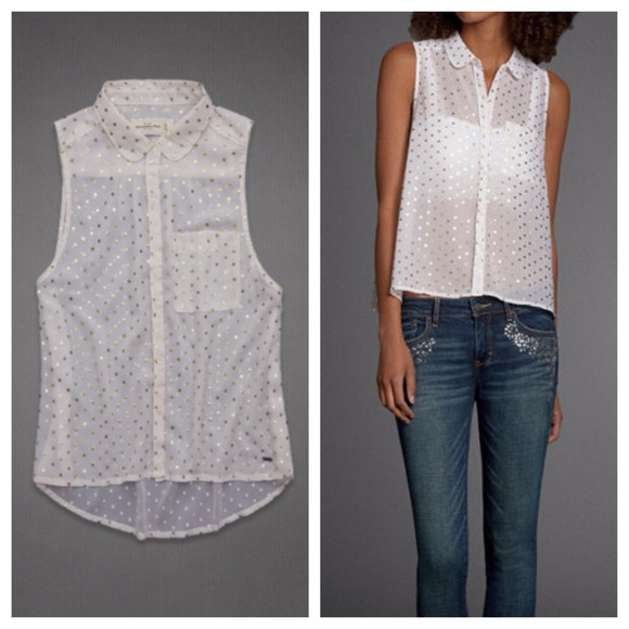 Abercrombie & Fitch Gold Polka Dots Sleeveless Top