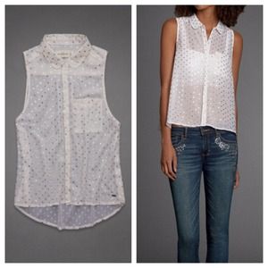 Abercrombie & Fitch Gold Polka Dots Sleeveless Top