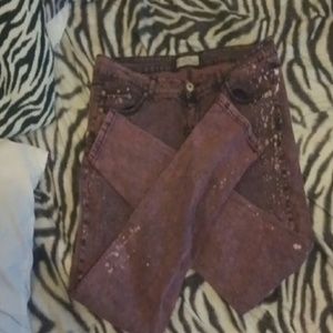 Lilac acid wash skinny jeans