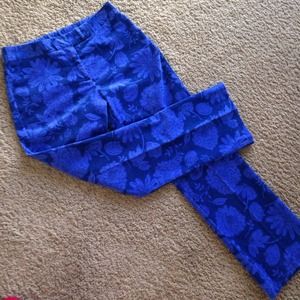 Lilly Pulitzer floral blue corduroy dress pants