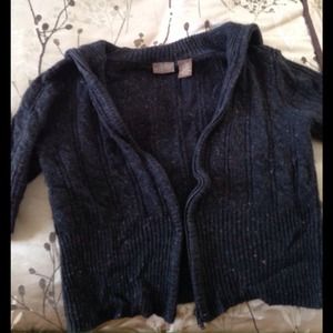 Cute Cropped Black/Speckled Zip-up Sweater