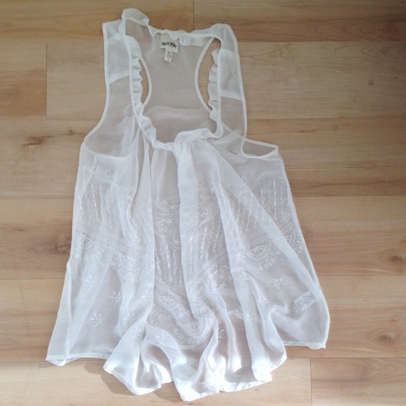 Sheer white embroidered tank top - Picture 1 of 3
