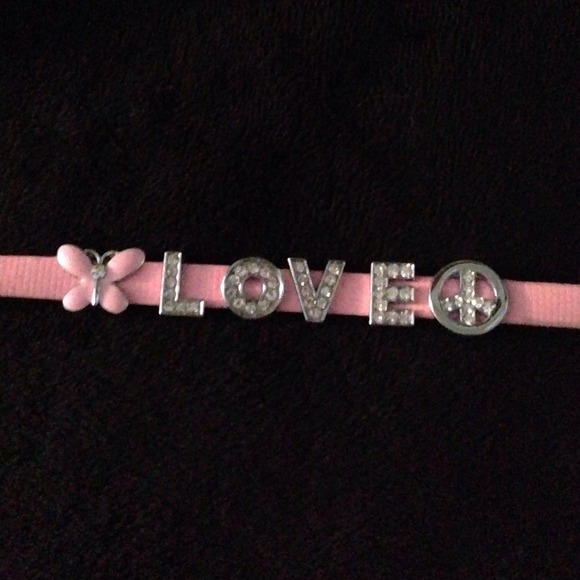 Pink bracelet w/charms
