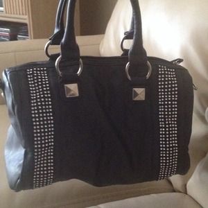 Black faux leather purse